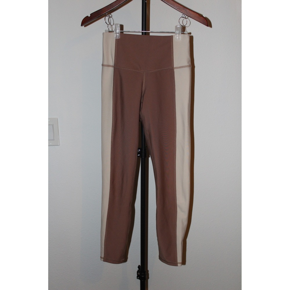 YPB Your Personal Best Brown Cream Colorblock Activewear Set Small Leggings Tank